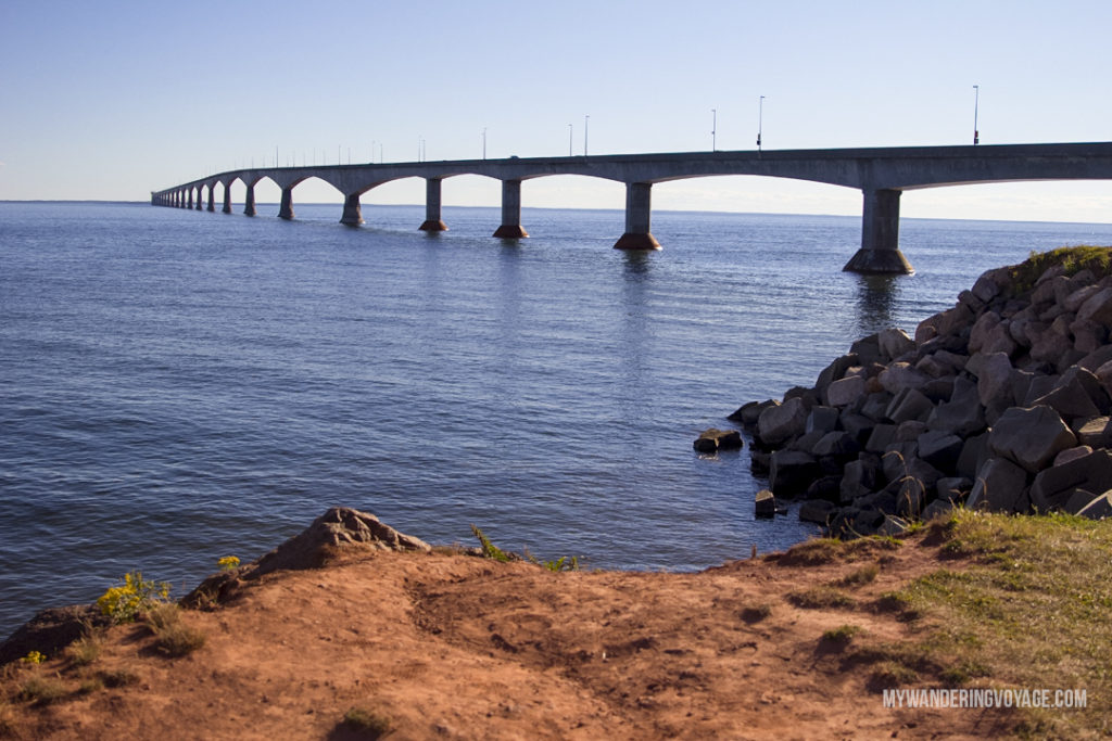 Confederation Bridge - Prince Edward Island, one of the four Canadian Atlantic provinces, is full of stunning landscapes and island hospitality. Known for its red-sandy beaches and glorious seafood, PEI offers a little something for everyone. Nine places to explore in Prince Edward Island | My Wandering Voyage Travel Blog