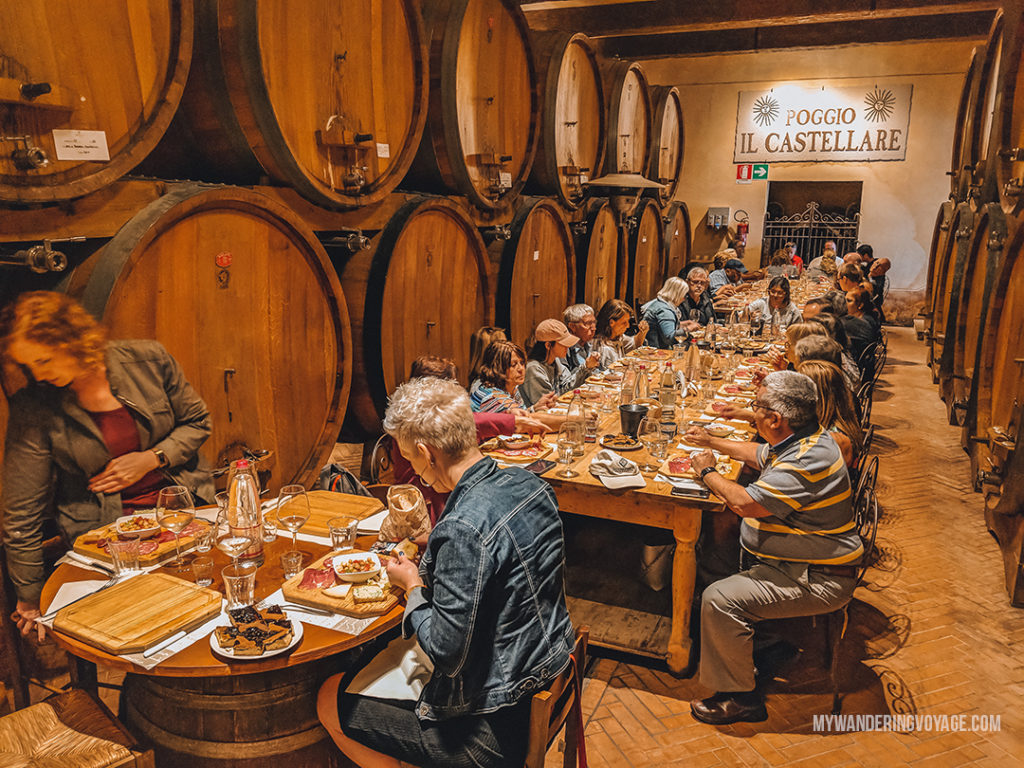 Wine tasting in Tuscany | Find the best Tuscan villages to visit from Rome in a day. Tuscany is known for its rolling hills, its vibrant cultural cities, its picturesque hilltop towns, and for the food and wine that people flock here for. | My Wandering Voyage #travel blog #Tuscany #Italy #Europe