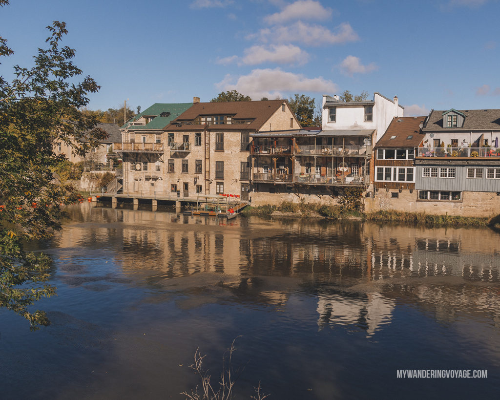 Downtown Elora and Grand River | The ultimate list of things to do in Elora, Ontario. Visit Elora for its small town charm, natural beauty and one-of-a-kind shops and restaurants | My Wandering Voyage travel blog