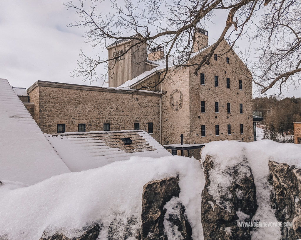 Elora Mill in the Winter | The ultimate list of things to do in Elora, Ontario. Visit Elora for its small town charm, natural beauty and one-of-a-kind shops and restaurants | My Wandering Voyage travel blog