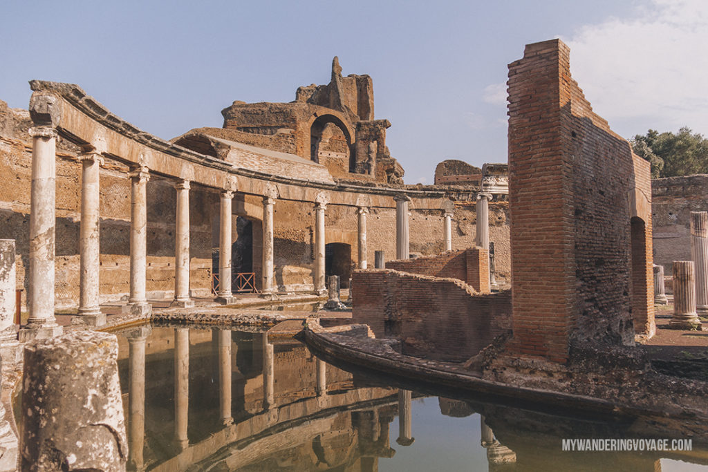Villa Adriana maritime theatre | Visit UNESCO World Heritage Sites Villa Adriana and Villa d’Este in a day trip to Tivoli, Italy, a mountainside town about 30 kilometres from Rome. | My Wandering Voyage travel blog #rome #italy #travel #UNESCO
