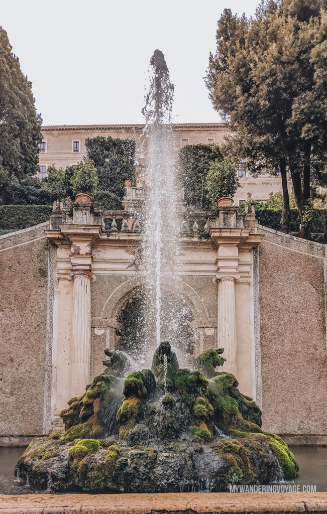 Villa d'Este dragon fountain | Visit UNESCO World Heritage Sites Villa Adriana and Villa d’Este in a day trip to Tivoli, Italy, a mountainside town about 30 kilometres from Rome. | My Wandering Voyage travel blog #rome #italy #travel #UNESCO