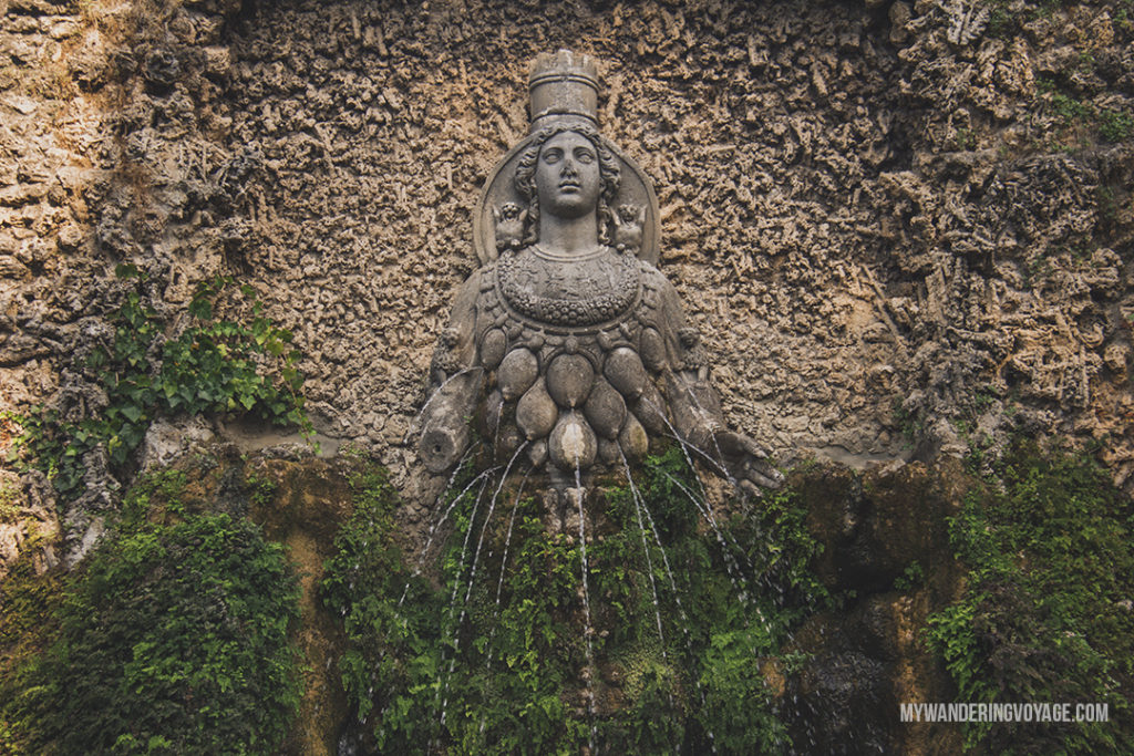 Villa d'Este Fountain of Mother Nature | Visit UNESCO World Heritage Sites Villa Adriana and Villa d’Este in a day trip to Tivoli, Italy, a mountainside town about 30 kilometres from Rome. | My Wandering Voyage travel blog #rome #italy #travel #UNESCO