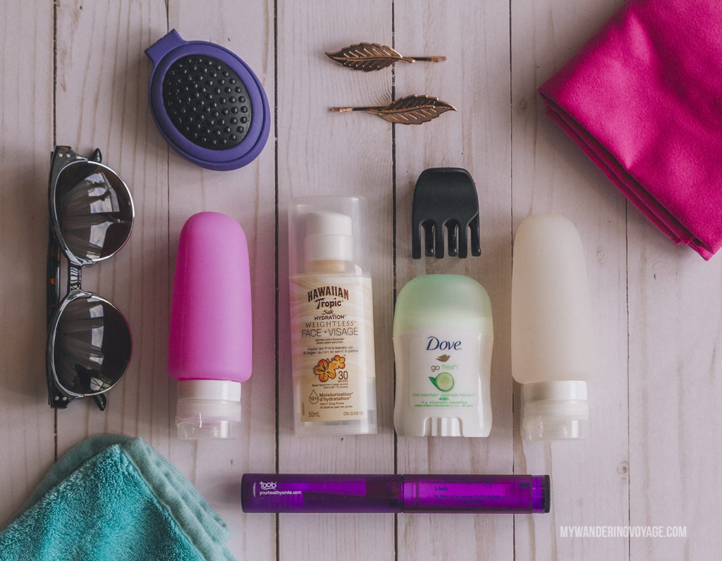 Toiletries to pack | In Canada, summer temperatures range from coast to coast to coast. It can be hard to know what to pack for Canada in summer. This guide will help. #packingguide #packinglist #summertravel #travel #Canada