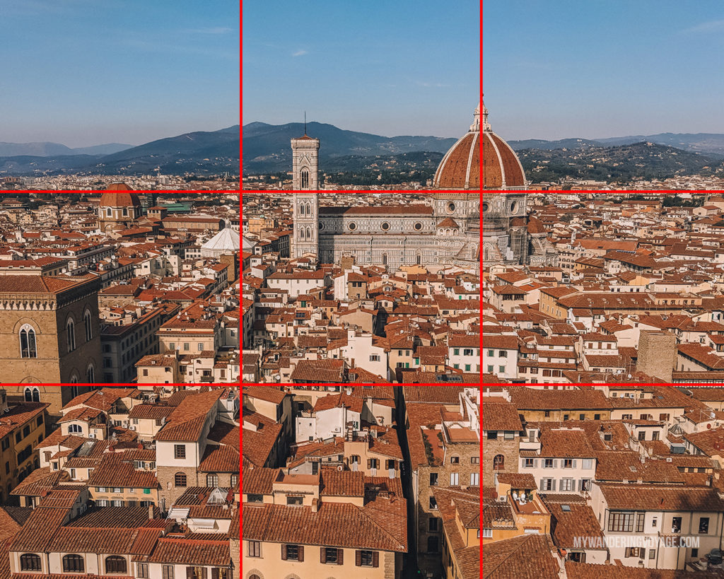 Florence overlook with rule of thirds | With the powerful device in your pocket you can take incredible photos of your travels. Here is the ultimate guide to smartphone travel photography. | My Wandering Voyage travel blog #travel #photography #tips #travelphotography #smartphonephotography