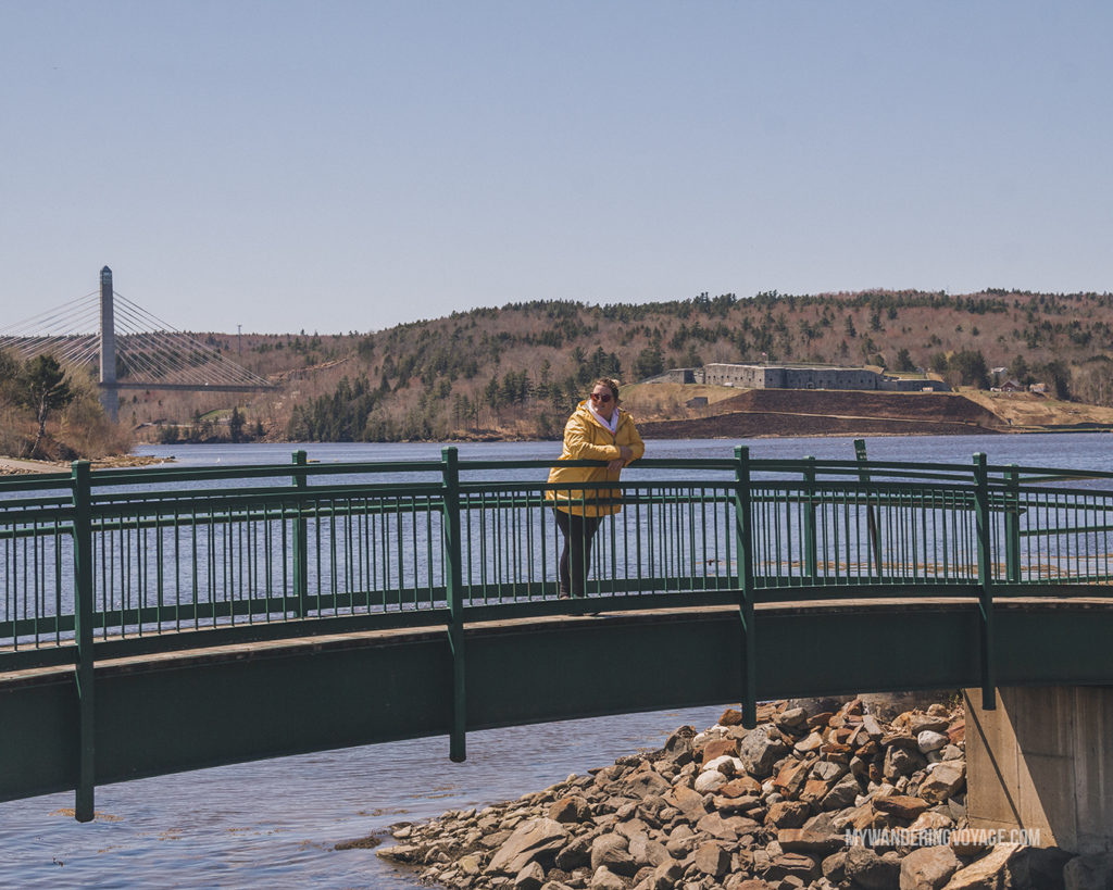 Penobscot Bridge and For Knox, Maine | This New England road trip itinerary will take you on the scenic route from Boston to Portland, Mid Coast Maine and Acadia National Park. | My Wandering Voyage #Boston #Portland #Maine #travel