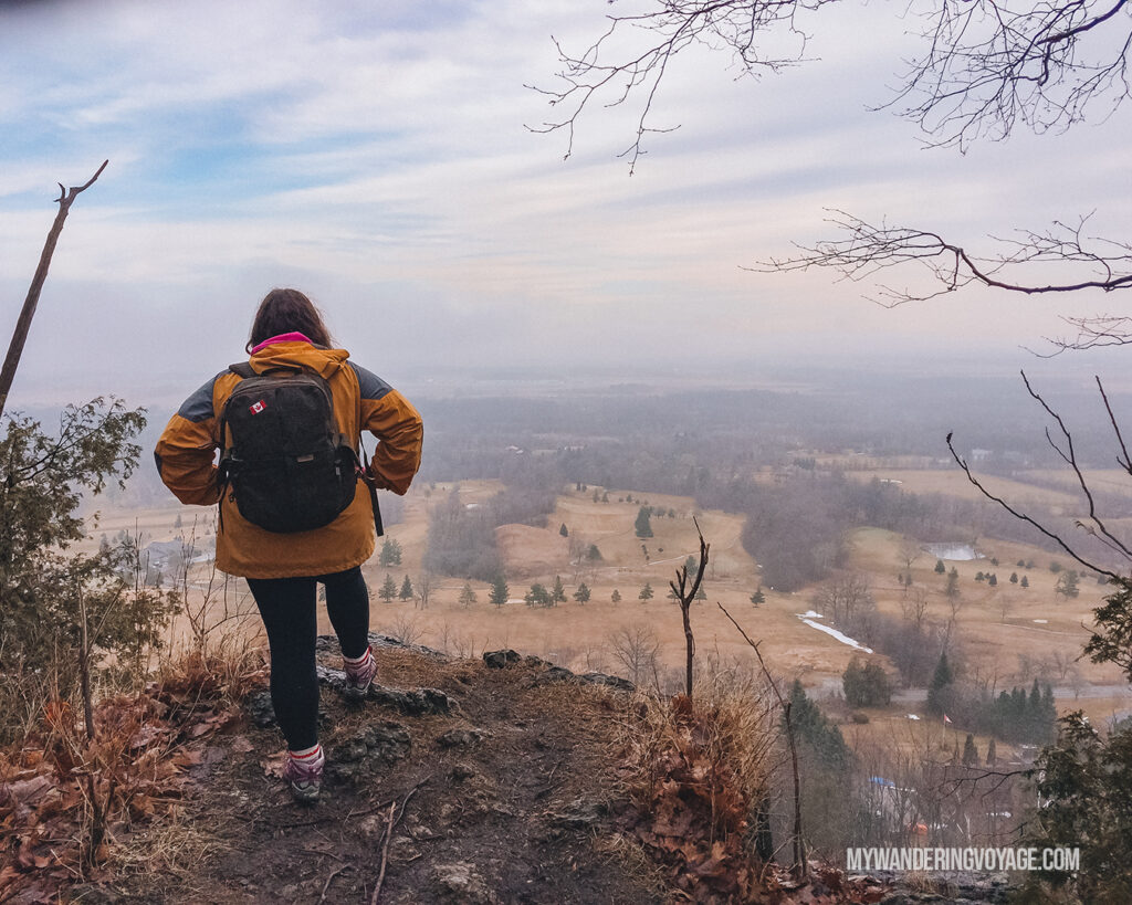 Woman overlooking Mount Nemo | Hiking the Bruce Trail: 14 side trails to explore | My Wandering Voyage travel blog