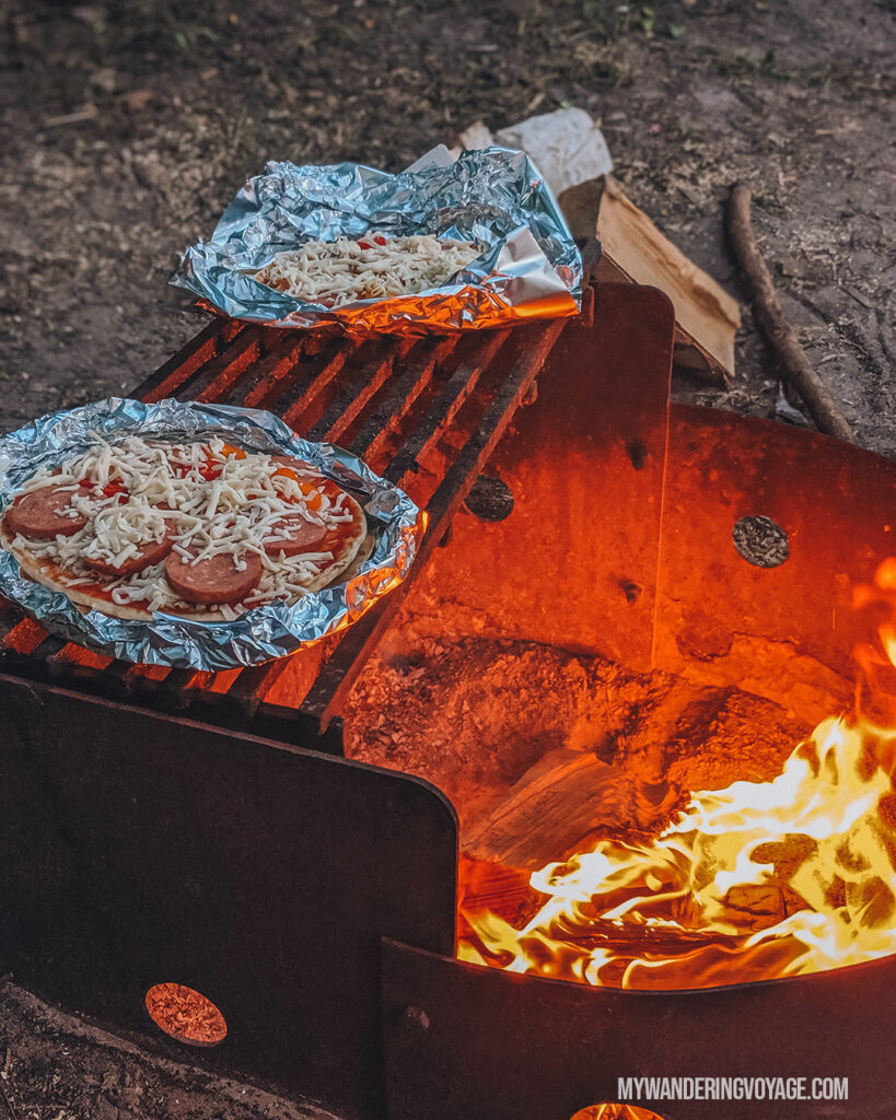 Campfire pizza | Beginners guide to camping + camping essentials | My Wandering Voyage travel blog