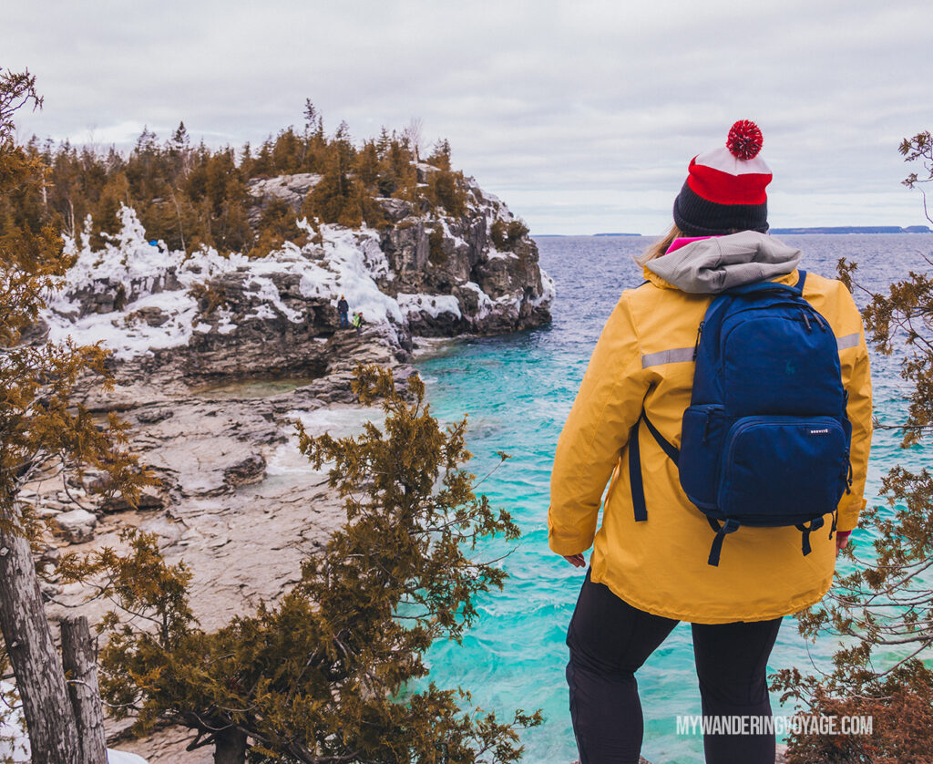 Overlooking Bruce Peninsula National Park in Winter | The Ultimate Guide to National Parks in Ontario | My Wandering Voyage travel blog #travel #Ontario #Canada #BrucePeninsula #ThousandIslands #camping