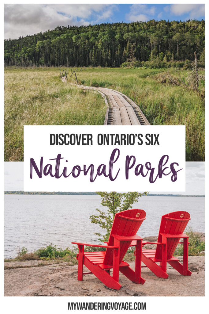 Discover pristine natural environments, incredible hiking and jaw-dropping vistas in the six national parks in Ontario. Bruce Peninsula National Park, Georgian Bay Islands National Park, Point Pelee National Park, Pukaskwa National Park, Rouge National Urban Park and Thousand Islands National Park. | The Ultimate Guide to National Parks in Ontario | My Wandering Voyage travel blog #travel #Ontario #Canada #BrucePeninsula #ThousandIslands #camping