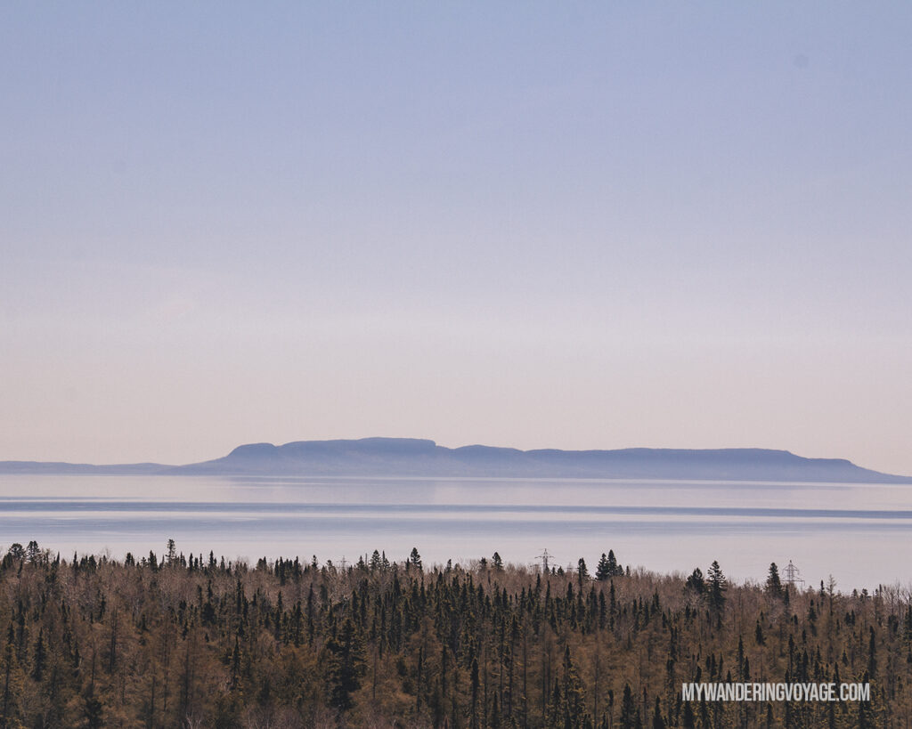 View of Sleeping Giant from Terry Fox Memorial near Thunder Bay | Toronto to Thunder Bay: a 10-day Northern Ontario road trip along Lake Superior’s spectacular coast | My Wandering Voyage travel blog #LakeSuperior #RoadTrip #Ontario #Canada #travel