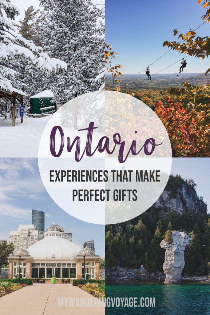 Gifts can cause unnecessary stress during the holiday season. Forego the physical gifts and give someone the gift of an unforgettable experience right here in Ontario. Check out these memorable Ontario gift experiences. | My Wandering Voyage #Travel Blog #Ontario #GiftIdea #GiftExperiences