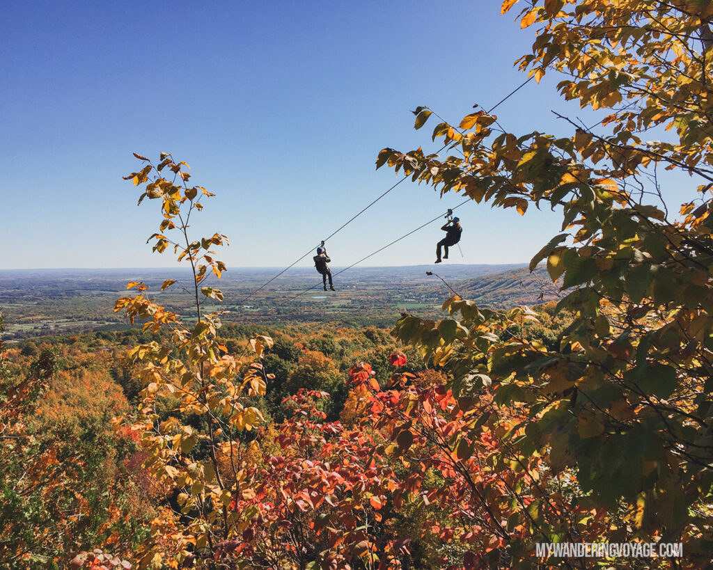 Zipline at Scenic Caves near Blue Mountain |100 Unforgettable Ontario experiences that make the perfect gifts | My Wandering Voyage #Travel Blog #Ontario #GiftIdea #GiftExperiences