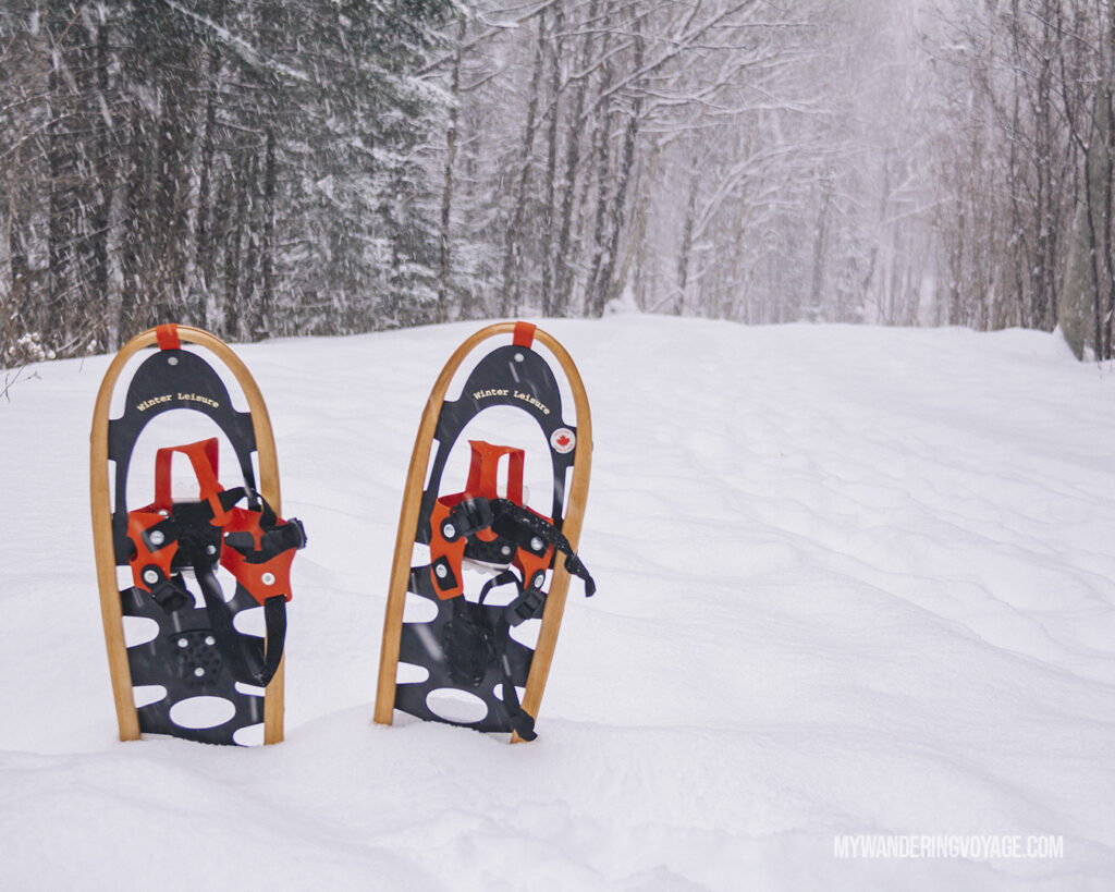 Snowshoes in the Snow Stellar places for snowshoeing in Ontario | My Wandering Voyage travel blog #travel #winterexercise #snowshoeing #Ontario #Canada