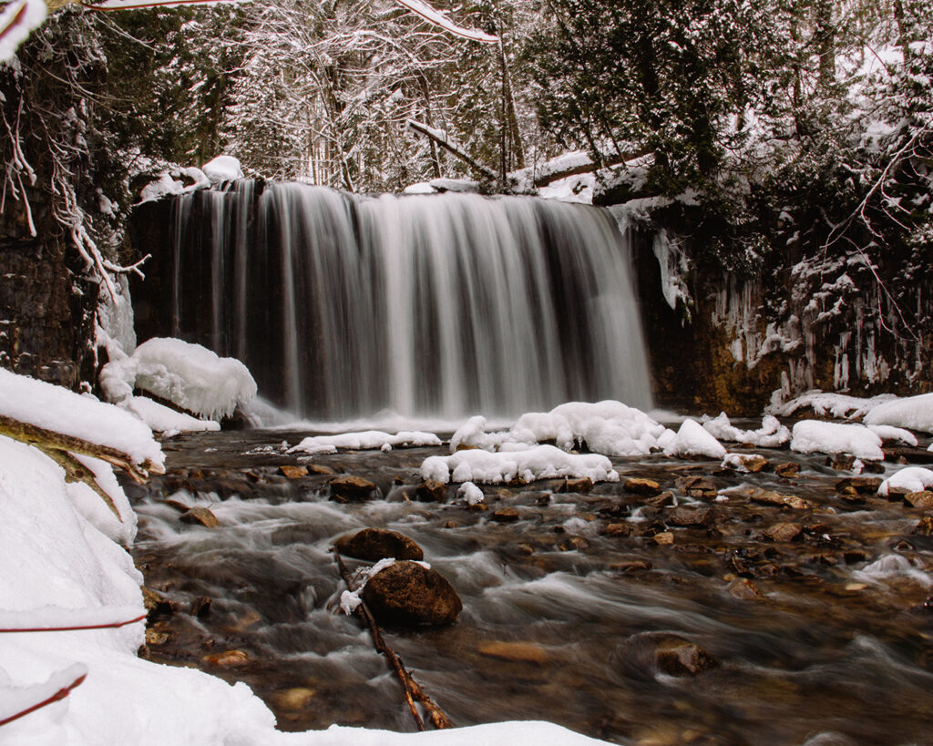 Hoggs Falls in Winter | Check out these incredible Grey County waterfalls in the Winter | My Wandering Voyage travel blog #Wintertravel #WinterWaterfalls #Waterfall #Ontario #Canada #Travel
