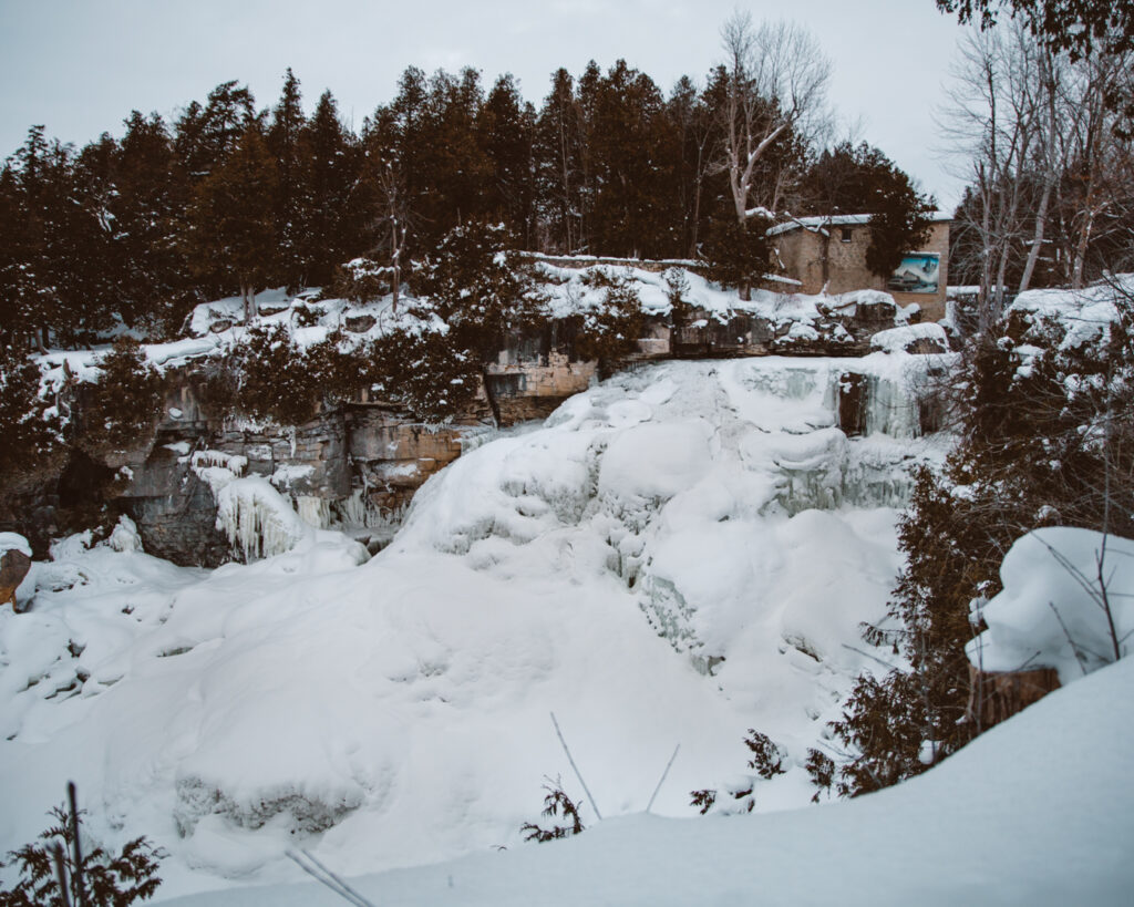 Inglis Falls in Winter | Check out these incredible Grey County waterfalls in the Winter | My Wandering Voyage travel blog #Wintertravel #WinterWaterfalls #Waterfall #Ontario #Canada #Travel