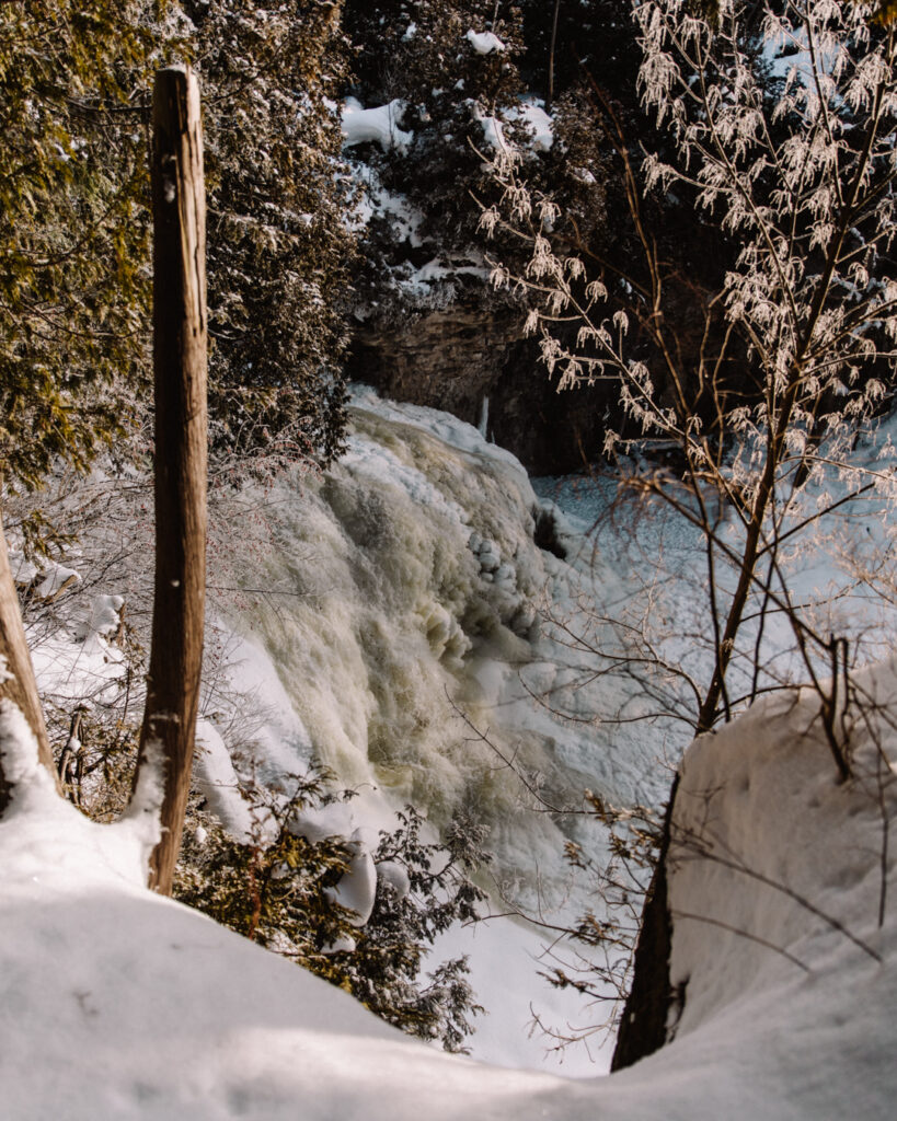 Jones Falls in Winter | Check out these incredible Grey County waterfalls in the Winter | My Wandering Voyage travel blog #Wintertravel #WinterWaterfalls #Waterfall #Ontario #Canada #Travel