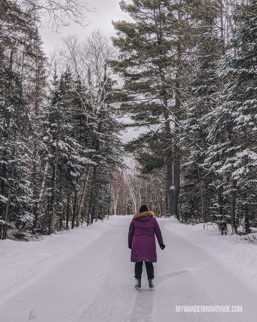 Arrowhead skating trail in winter Best Ontario Parks to visit in the Winter | My Wandering Voyage travel blog | #Ontario #WinterTravel #Canada #Travel