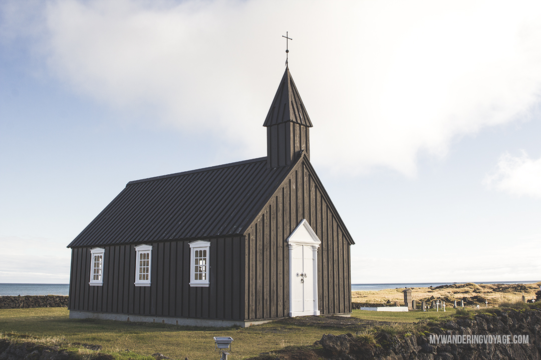 Discover Iceland’s underrated destination of Snaefellsnes Peninsula. Explore the famous Kirkjufell mountain, black church, rugged coastline, lava fields, a national park, mountains and volcanoes. | My Wandering Voyage travel blog