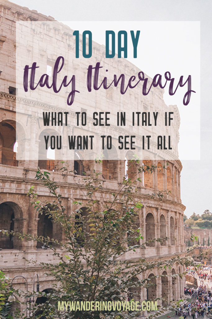 You’ve got 10 days to explore Italy, so where do you start? This 10 day Italy itinerary will take you from Rome to Venice to Florence to Tuscany. Explore Italy in 10 days | My Wandering Voyage #travel blog #Italy #Rome #Venice #itinerary 