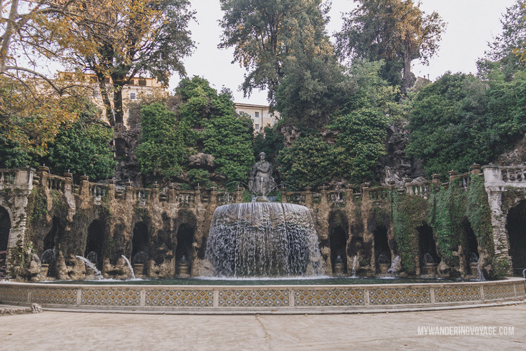 Villa d'Este Oval Fountain | Visit UNESCO World Heritage Sites Villa Adriana and Villa d’Este in a day trip to Tivoli, Italy, a mountainside town about 30 kilometres from Rome. | My Wandering Voyage travel blog #rome #italy #travel #UNESCO
