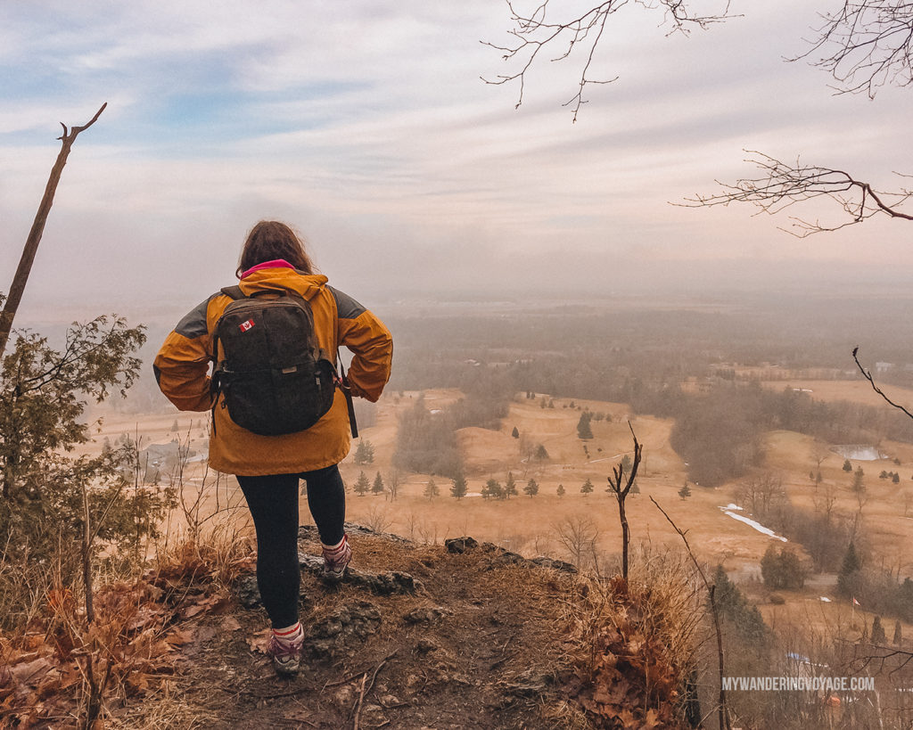 Overlooking cliff hiking in Ontario | With the powerful device in your pocket you can take incredible photos of your travels. Here is the ultimate guide to smartphone travel photography. | My Wandering Voyage travel blog #travel #photography #tips #travelphotography #smartphonephotography