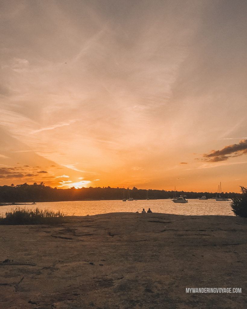 Sunset at Georgian Bay Islands National Park | Are you an explorer? A foodie? Or how about a beach bum? There’s something for everyone in this list of fantastic day trips from Toronto | My Wandering Voyage travel blog #toronto #ontario #canada #ontariotravel #travel