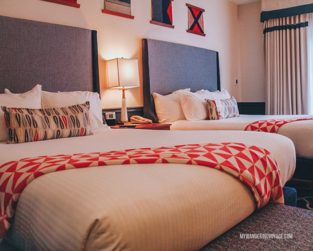 Portland Harbor Hotel beds | Grab your best gal pals or significant other for the ultimate weekend getaway in Portland, Maine. Find where to stay, what to eat and things to do in this guide to Portland, Maine. | My Wandering Voyage travel blog #Portland #Maine #USA #travel