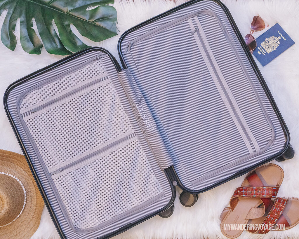 CHESTER suitcase flatlay | CHESTER luggage review for best carry on luggage | My Wandering Voyage Travel Blog