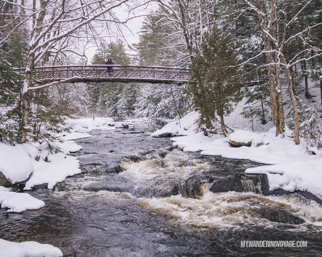 Stubbs Falls in Arrowhead in winter Best Ontario Parks to visit in the Winter | My Wandering Voyage travel blog | #Ontario #WinterTravel #Canada #Travel