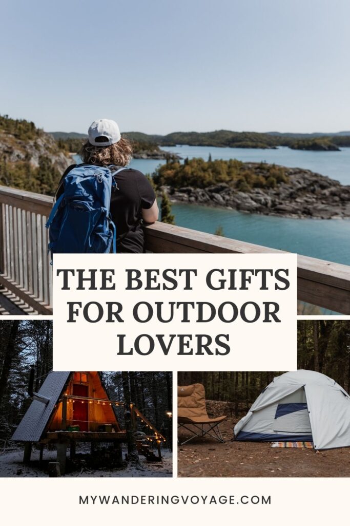 There are so many incredible gift ideas for hikers, campers and adventure travellers out there. This list of best gifts for outdoorsy people will help you pick the perfect present. | My Wandering Voyage Travel Blog #giftideas #Travelgifts #OutdoorGifts #Camping #Hiking #Travel